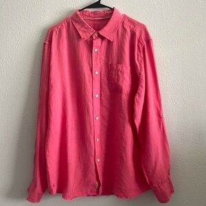 Short Fin Men's Long Sleeve Linen Shirt Size L